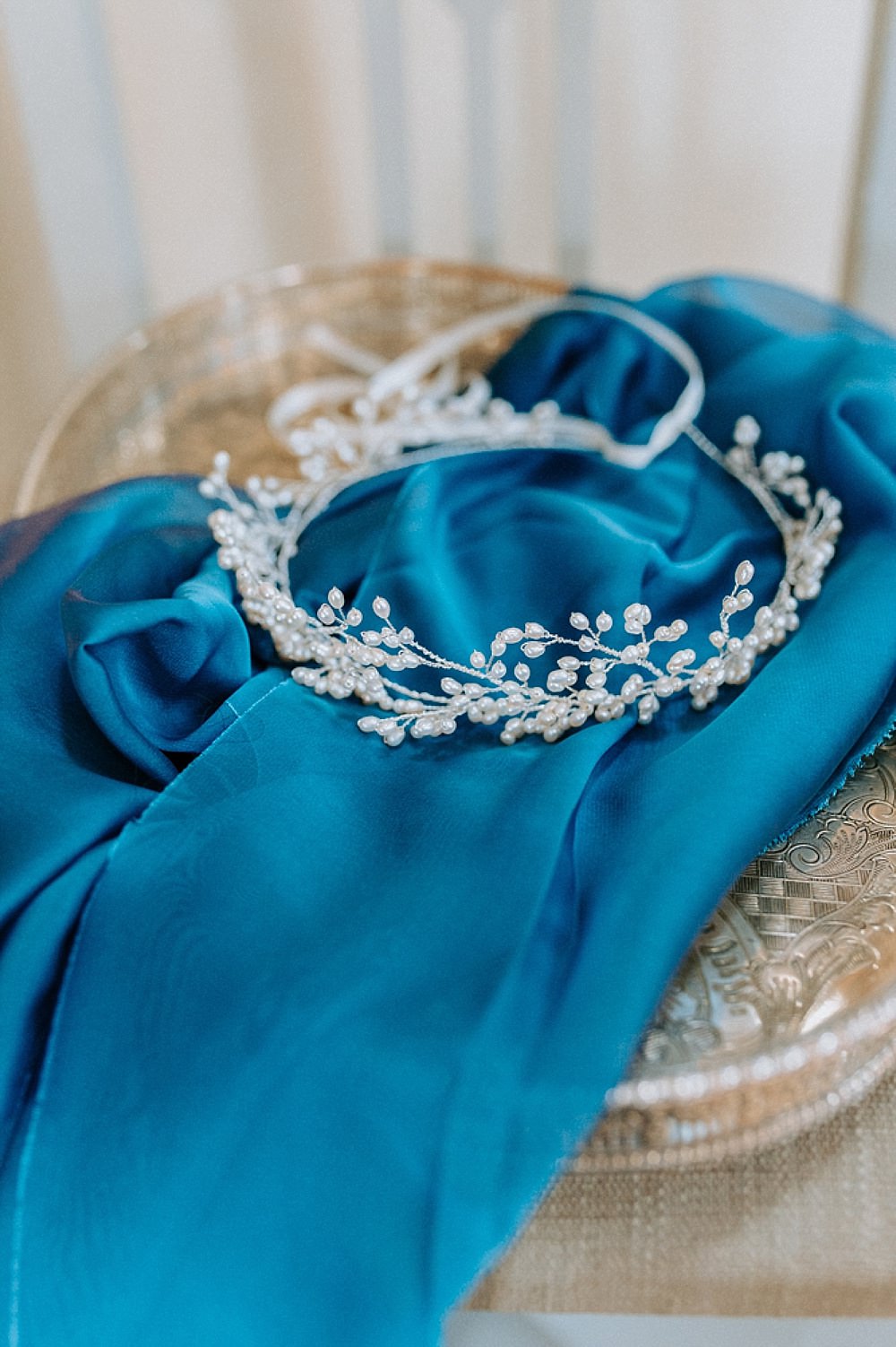 Headpiece Tiara Crown Accessory Bride Bridal Blue Gold Wedding Ideas Ailsa Reeve Photography