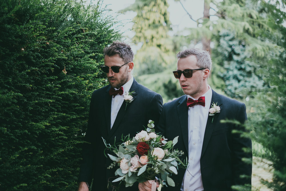 Burgundy Bow Tie Groomsmen Boho Tipi Wedding Ross Talling Photography