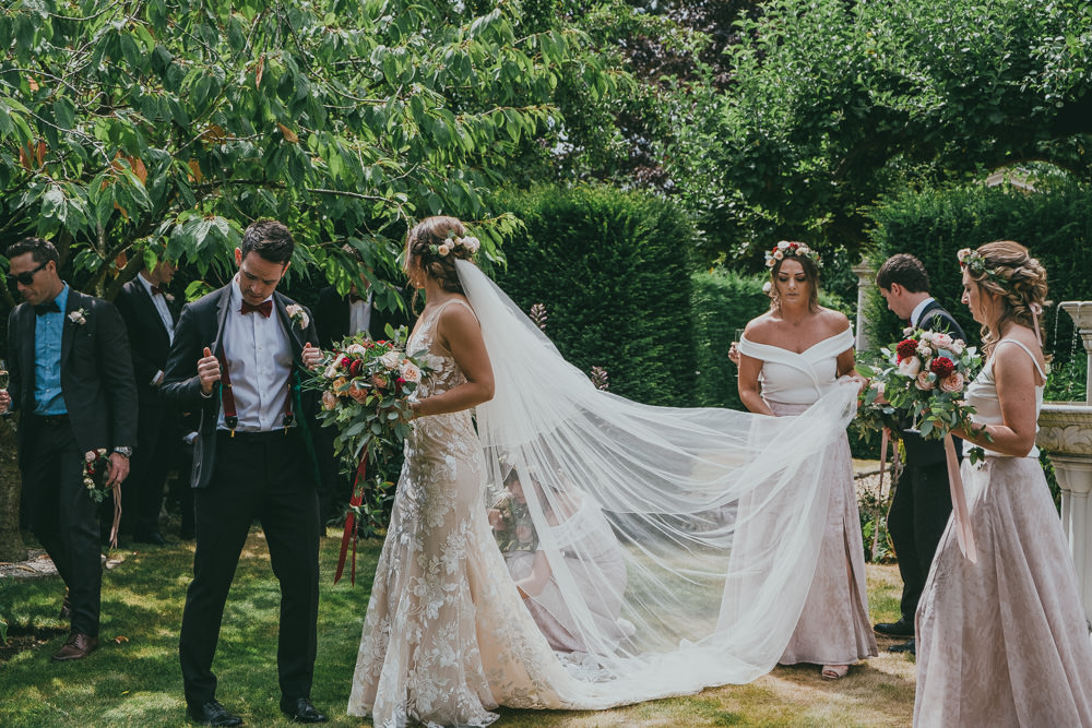 Bride Bridal V Neck Nude Lace Overlay Made With Love Burgundy Bow Tie Groom Veil Boho Tipi Wedding Ross Talling Photography