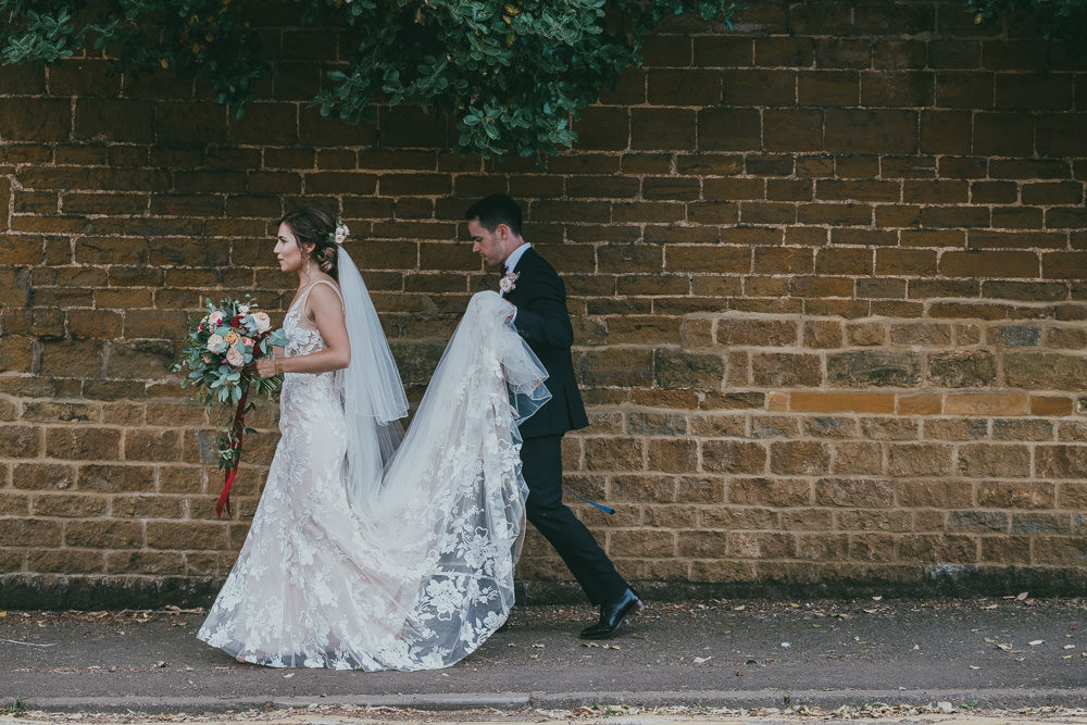 Bride Bridal V Neck Nude Lace Overlay Made With Love Burgundy Bow Tie Groom Veil Train Boho Tipi Wedding Ross Talling Photography