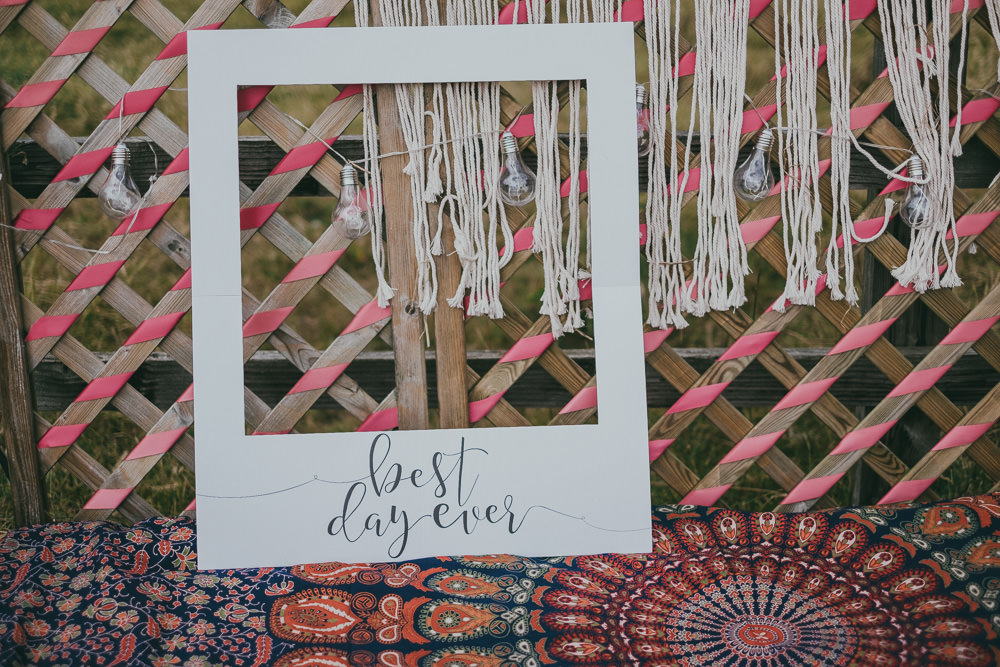 Best Day Ever Polaroid Macrame Boho Tipi Wedding Ross Talling Photography