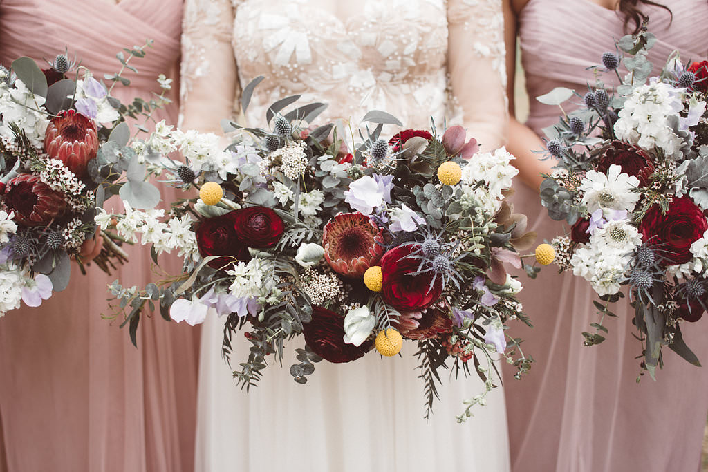 Bouquet Flowers Bride Bridal Protea Thistle Rose Charleston Wedding Katherine Dalton Photography