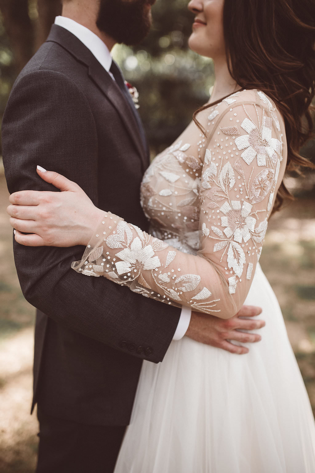 Bride Bridal Dress Gown Hayley Paige Long Sleeves Tulle Skirt Charleston Wedding Katherine Dalton Photography