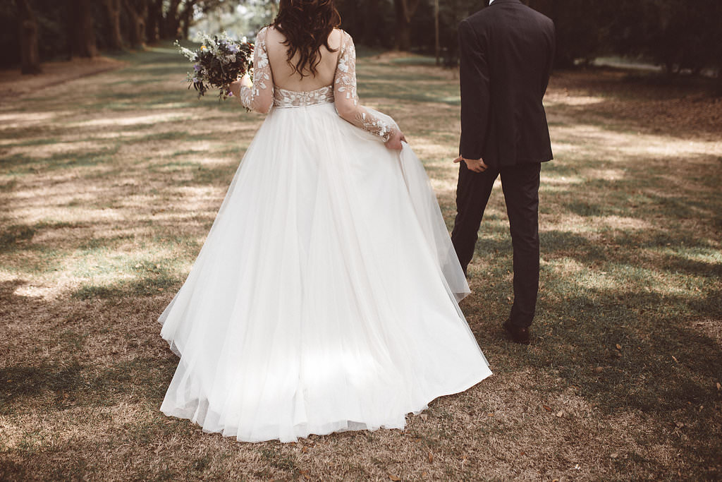 Bride Bridal Dress Gown Hayley Paige Long Sleeves Tulle Skirt Charleston Wedding Katherine Dalton Photography