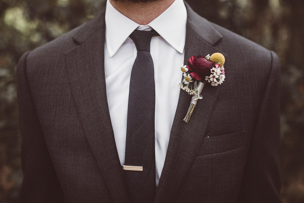 Groom Suit Black Tie Buttonhole Flowers Charleston Wedding Katherine Dalton Photography
