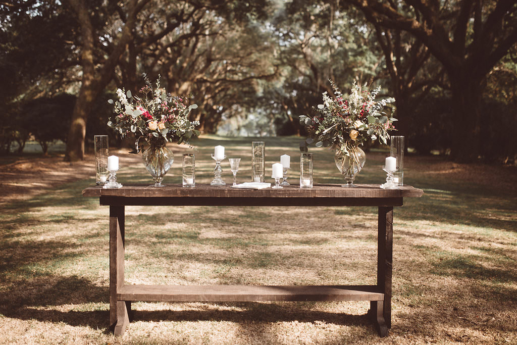 Ceremony Flowers Table Charleston Wedding Katherine Dalton Photography