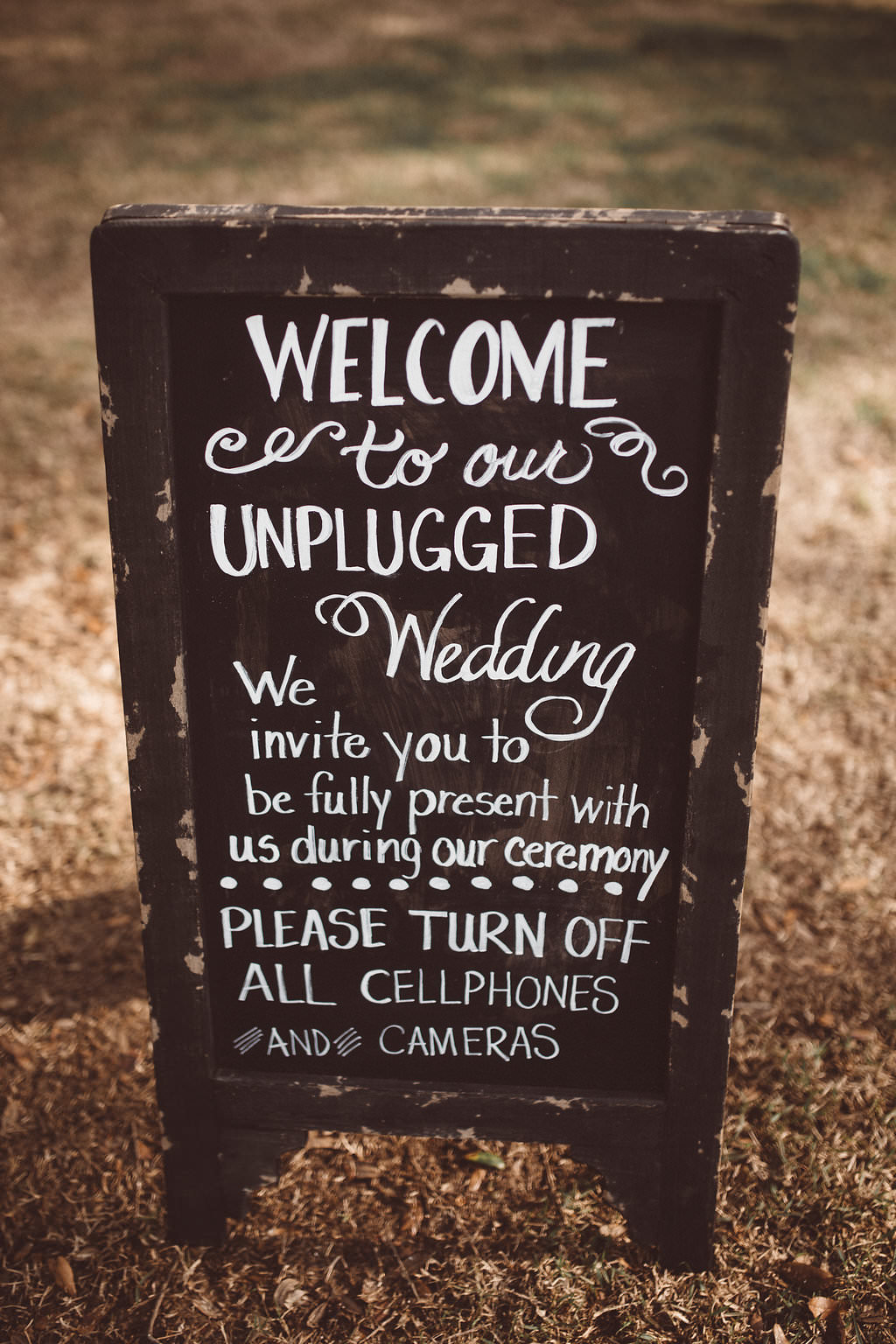 Unplugged Sign Signage Ceremony Charleston Wedding Katherine Dalton Photography