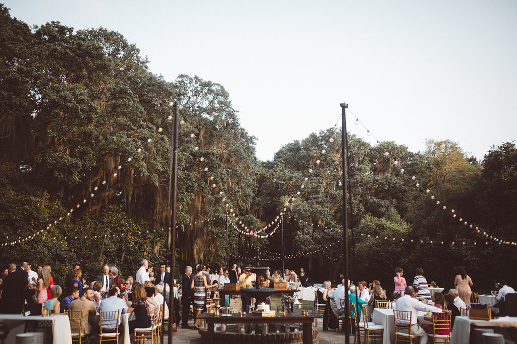 Outdoor Reception Festoon Lights Charleston Wedding Katherine Dalton Photography