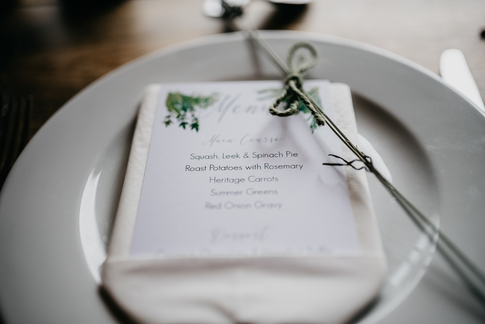 Menu Place Setting Church Farm Wedding Andrew Brannan Photography