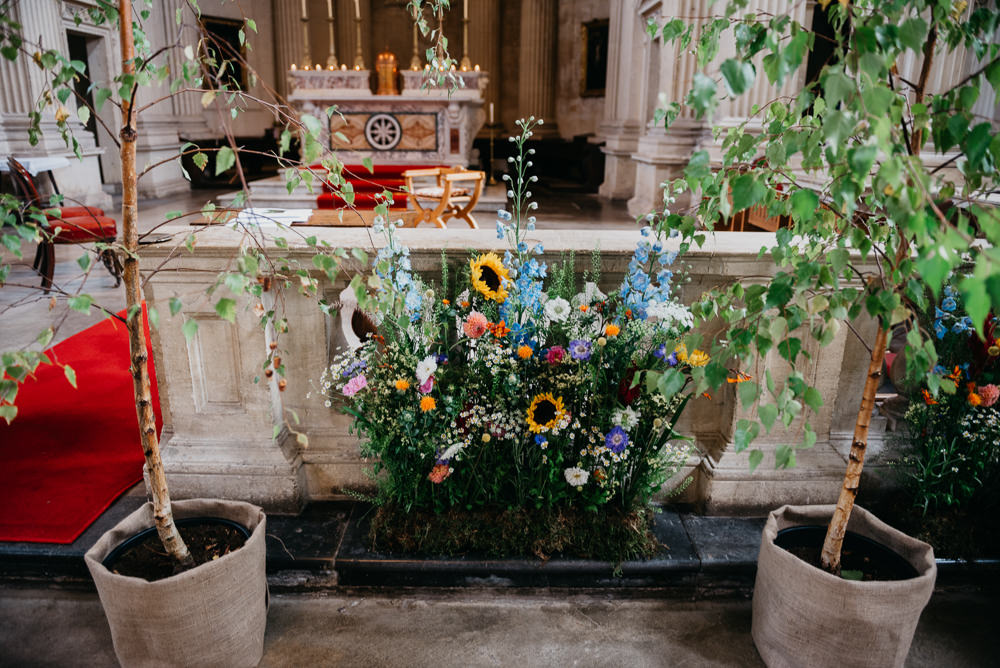 Church Flowers Meadow Ceremony Aisle Church Farm Wedding Andrew Brannan Photography