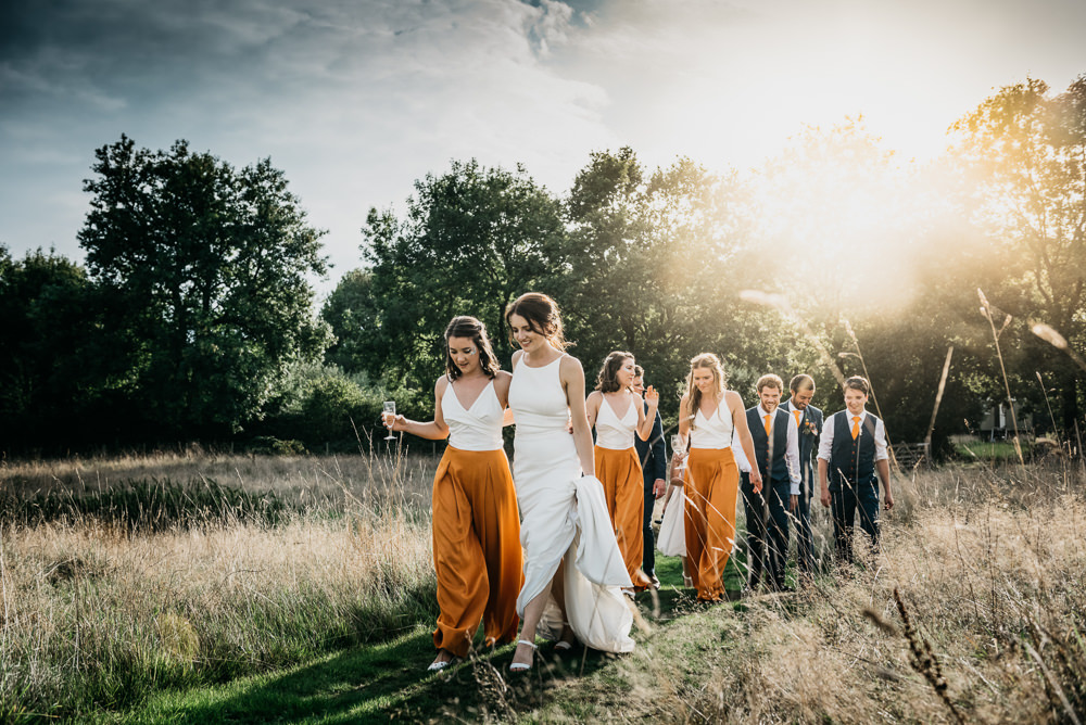 Bridesmaids Orange Trousers Bridesmaid Church Farm Wedding Andrew Brannan Photography