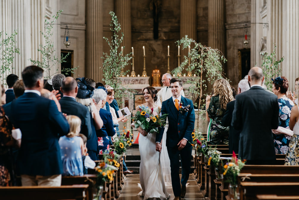 Church Tree Flowers Decor Aisle Church Farm Wedding Andrew Brannan Photography