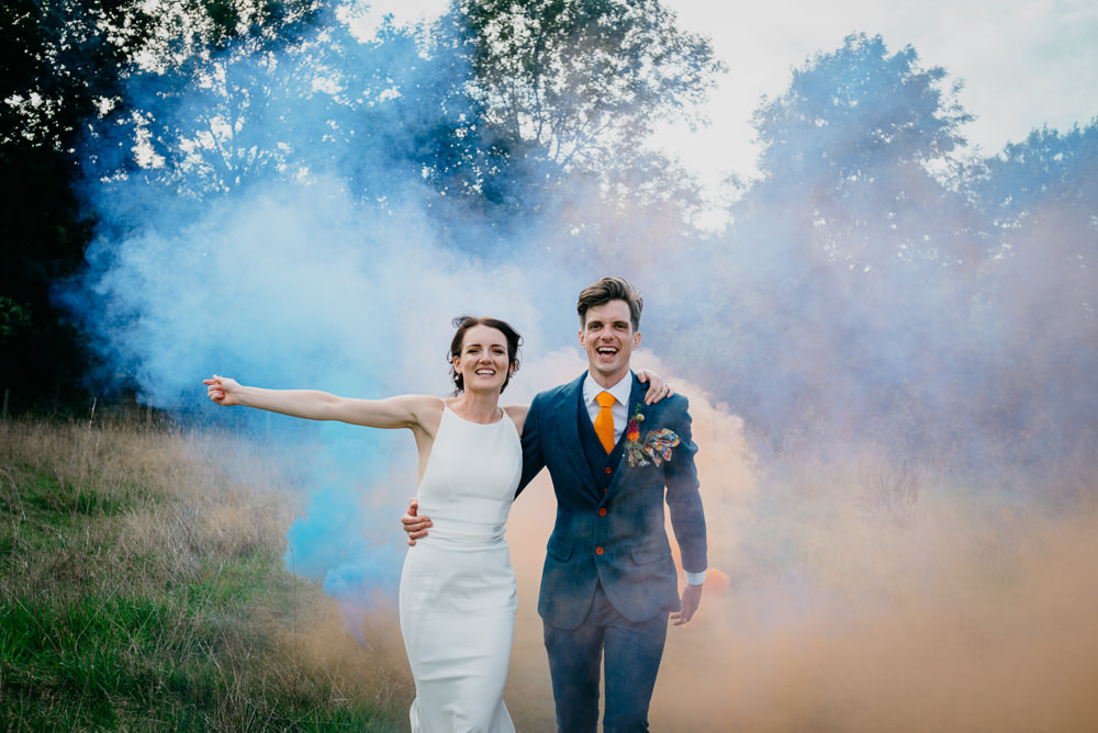 Smoke Bomb Church Farm Wedding Andrew Brannan Photography