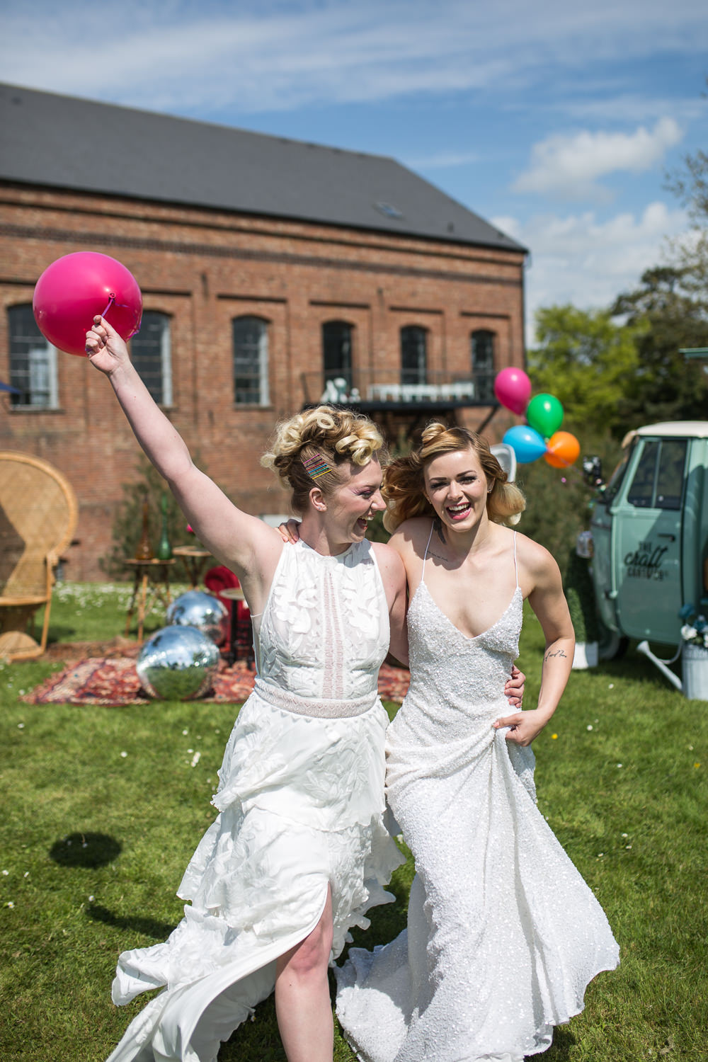 Bride Bridal Dress Gown Colourful Balloons Wedding Ideas Florence Berry Photography