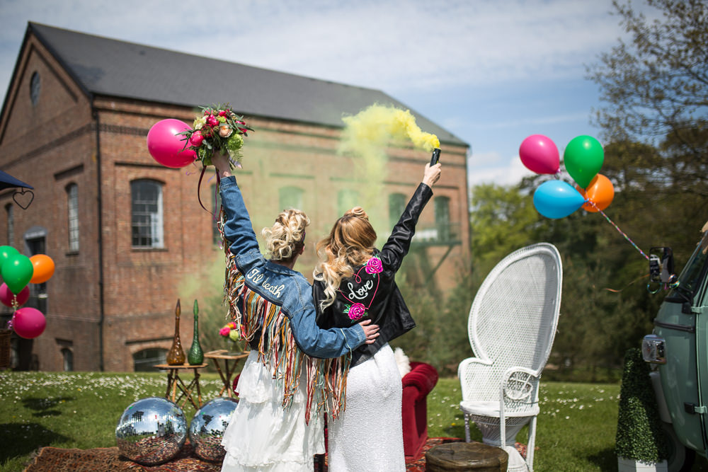 Smoke Bombs Colourful Balloons Wedding Ideas Florence Berry Photography
