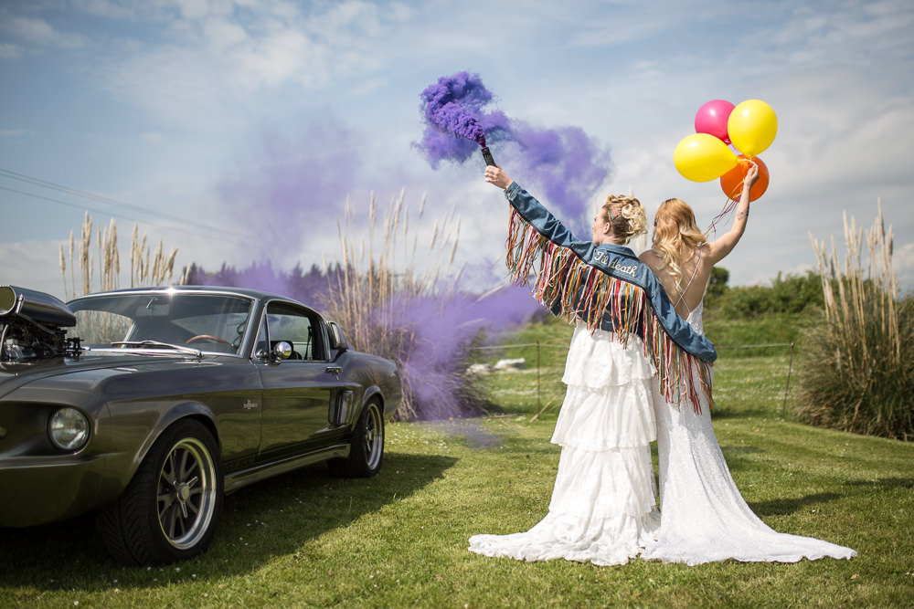 Smoke Bombs Colourful Balloons Wedding Ideas Florence Berry Photography