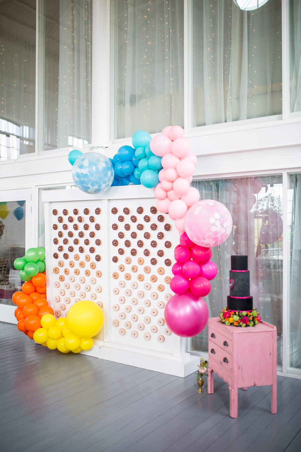 Balloon Installation Backdrop Decor Decoration Colourful Balloons Wedding Ideas Florence Berry Photography