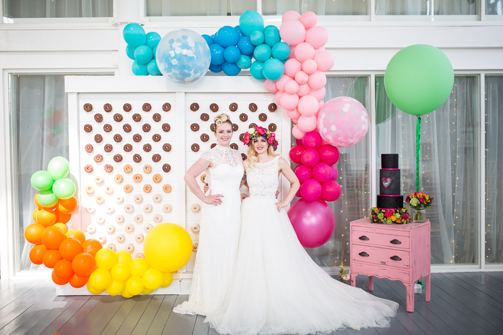 Balloon Installation Backdrop Decor Decoration Colourful Balloons Wedding Ideas Florence Berry Photography