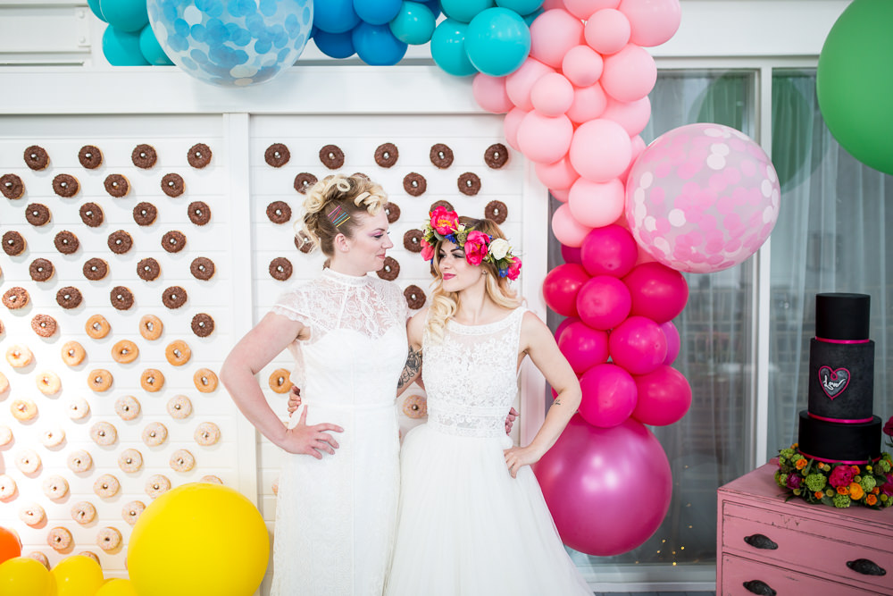 Balloon Installation Backdrop Decor Decoration Colourful Balloons Wedding Ideas Florence Berry Photography