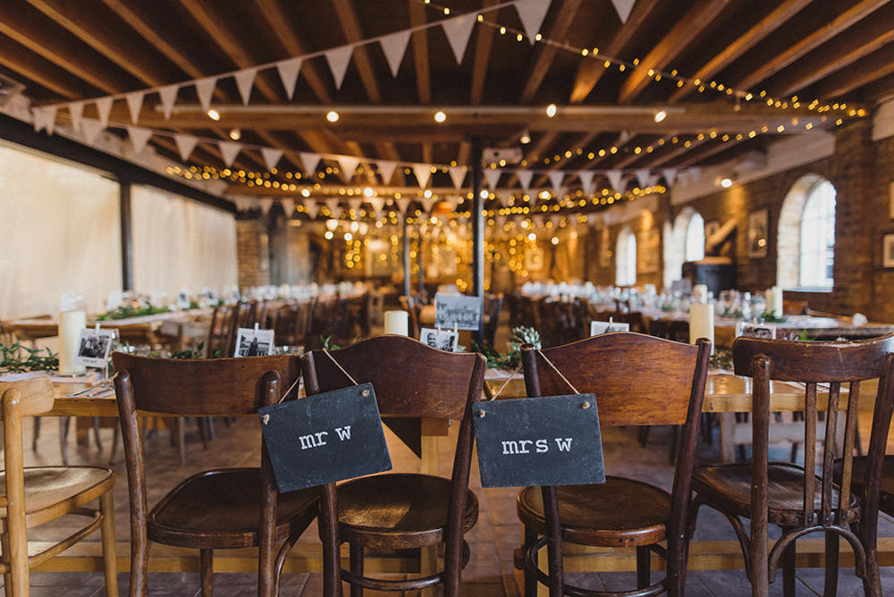 Slate Chalk Signs Chairs East Quay Whitstable Wedding Rebecca Douglas Photography