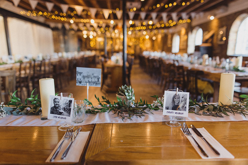 Greenery Foliage Swag Garland Table Runner East Quay Whitstable Wedding Rebecca Douglas Photography