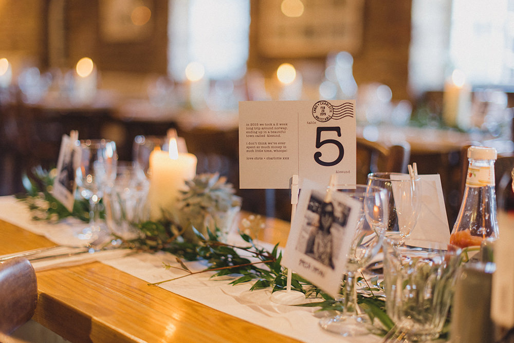 Greenery Foliage Swag Garland Table Runner East Quay Whitstable Wedding Rebecca Douglas Photography