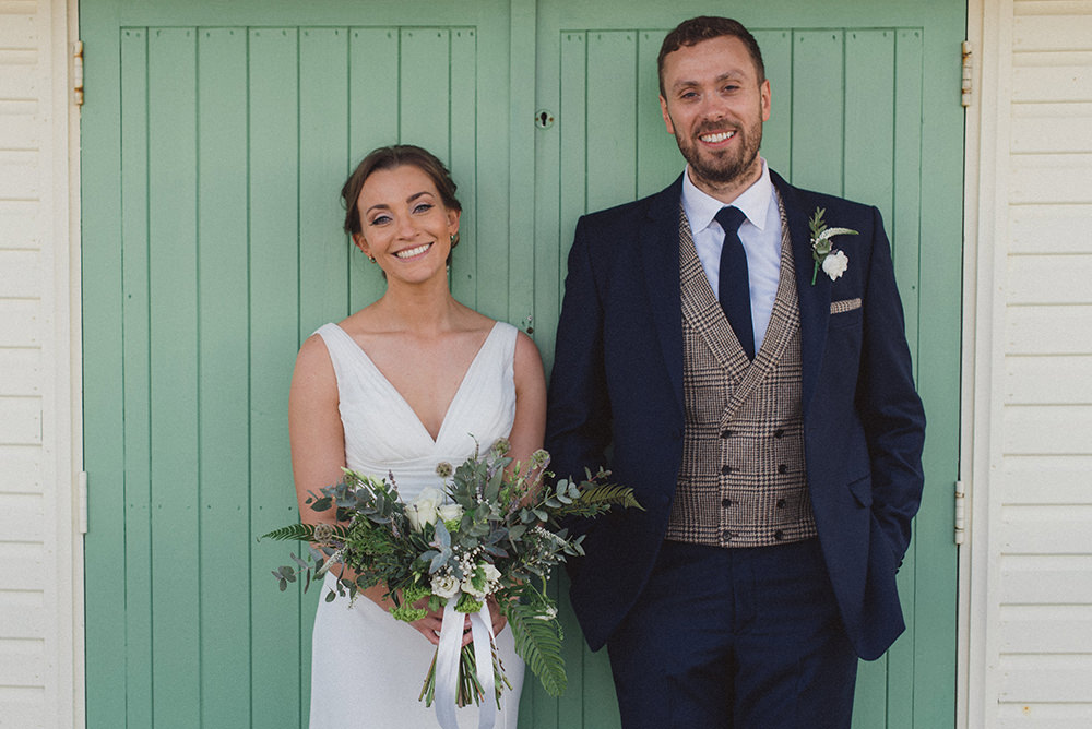 Groom Suit Navy Blue Suit Tweed Waistcoat East Quay Whitstable Wedding Rebecca Douglas Photography