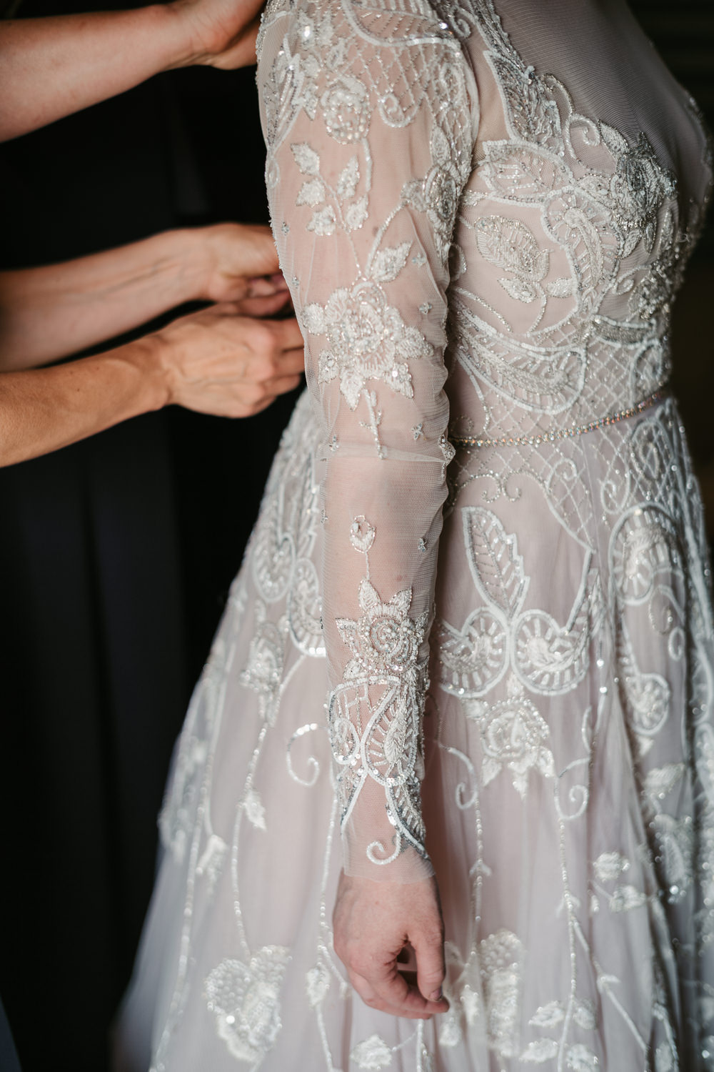 Bride Bridal Dress Gown Long Sleeves Lace Hayley Paige Train Fantasy Nerdy Wedding Eric Lundgren Photography