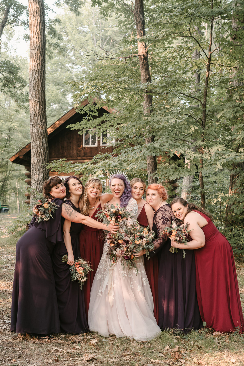 Bridesmaids Bridesmaid Dress Dresses Burgundy Plum Fantasy Nerdy Wedding Eric Lundgren Photography