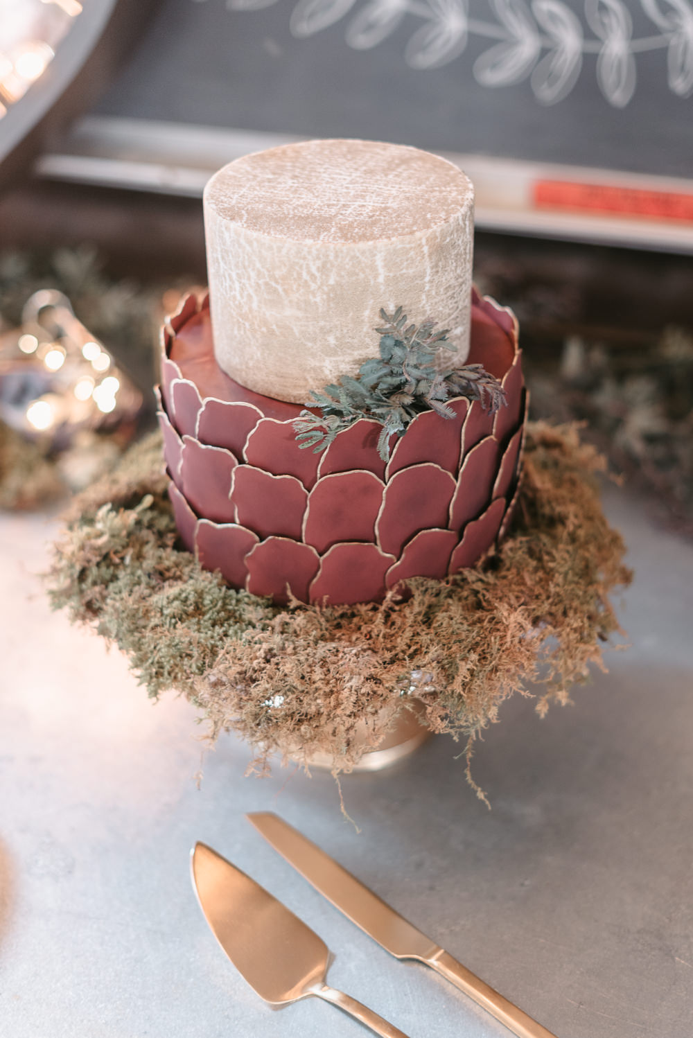 Dragon Cake Game of Thrones Moss Fantasy Nerdy Wedding Eric Lundgren Photography