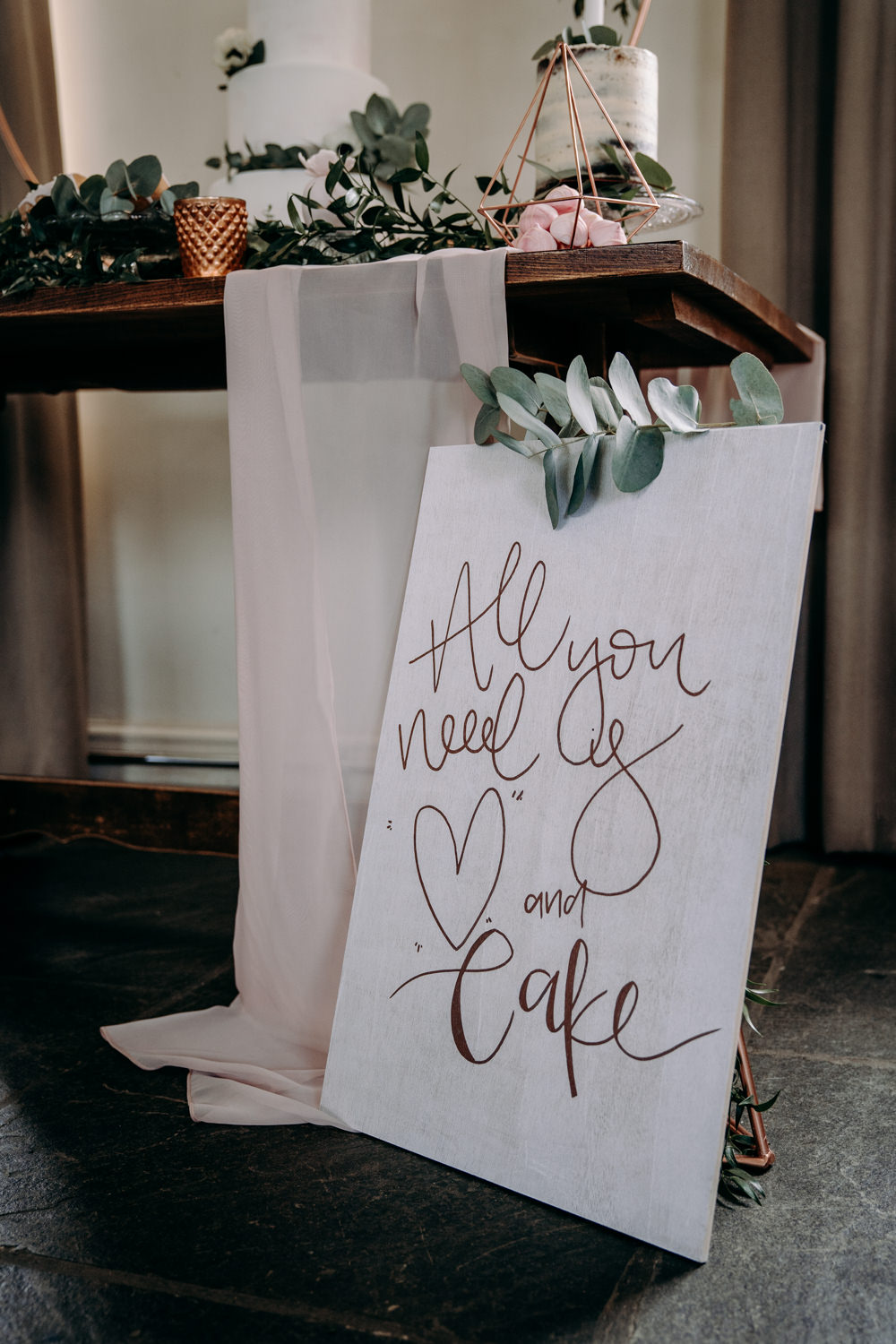 Love Quote Sign Copper Rose Gold Free Spirited Wedding Ideas EKR Pictures