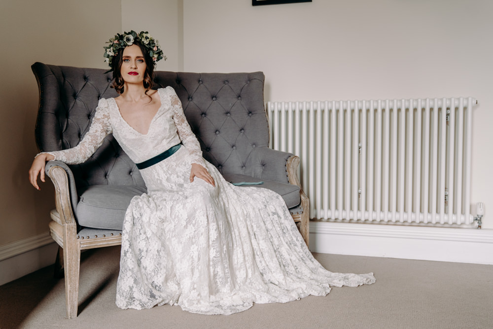 Bride Bridal Dress Gown Kula Tsurdiu Lace Long Sleeves Train Free Spirited Wedding Ideas EKR Pictures