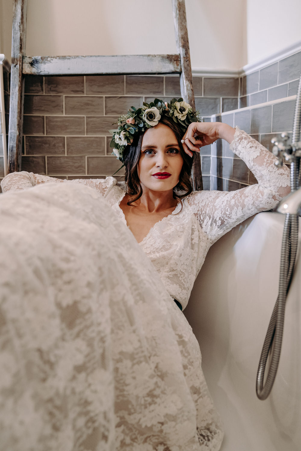 Bride Bridal Dress Gown Kula Tsurdiu Lace Long Sleeves Train Free Spirited Wedding Ideas EKR Pictures