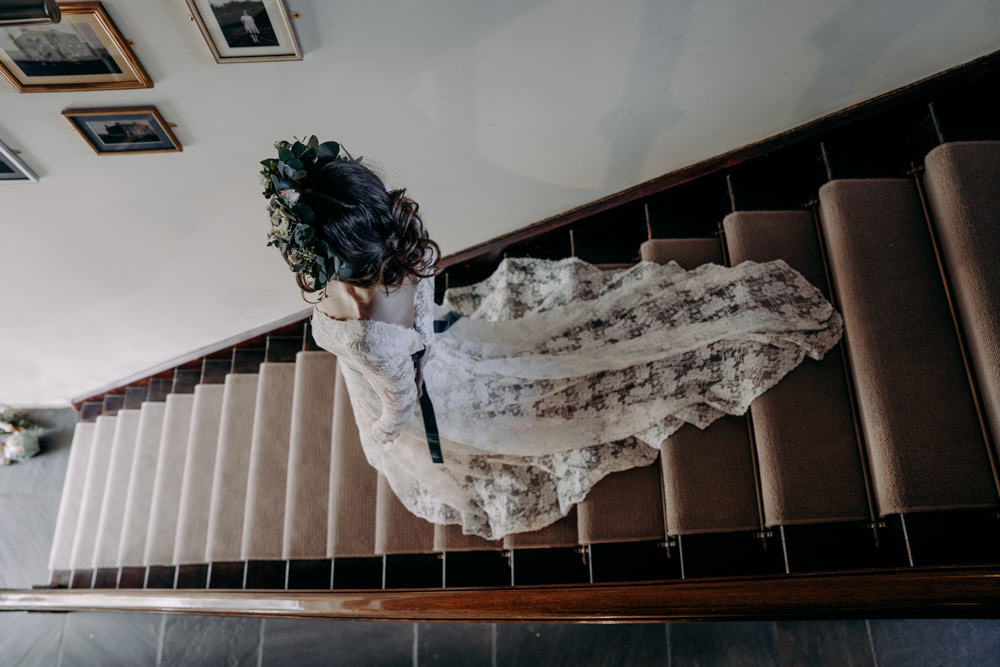 Bride Bridal Dress Gown Kula Tsurdiu Lace Long Sleeves Train Free Spirited Wedding Ideas EKR Pictures
