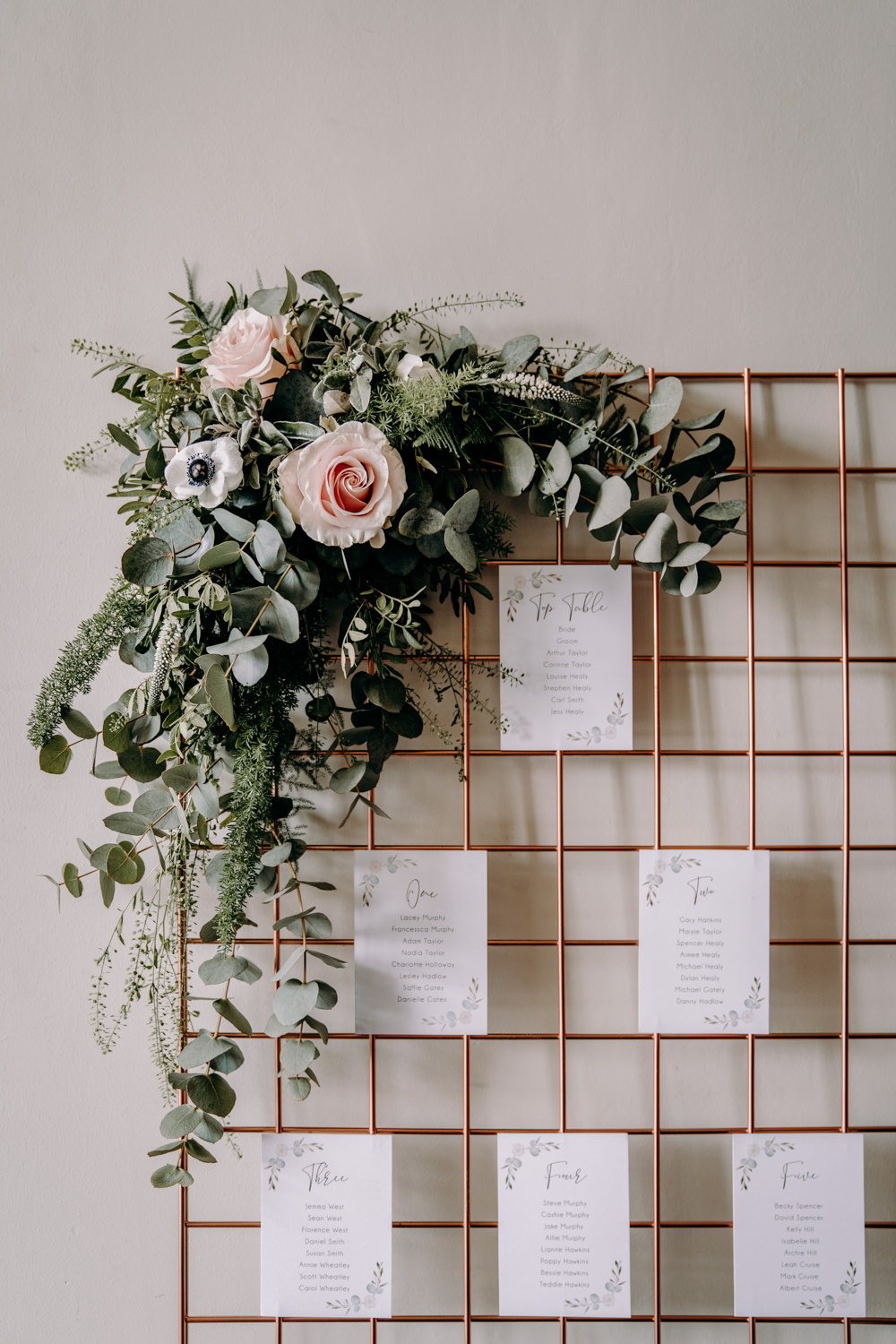 Copper Wire Mesh Seating Plan Table Chart Flowers Free Spirited Wedding Ideas EKR Pictures