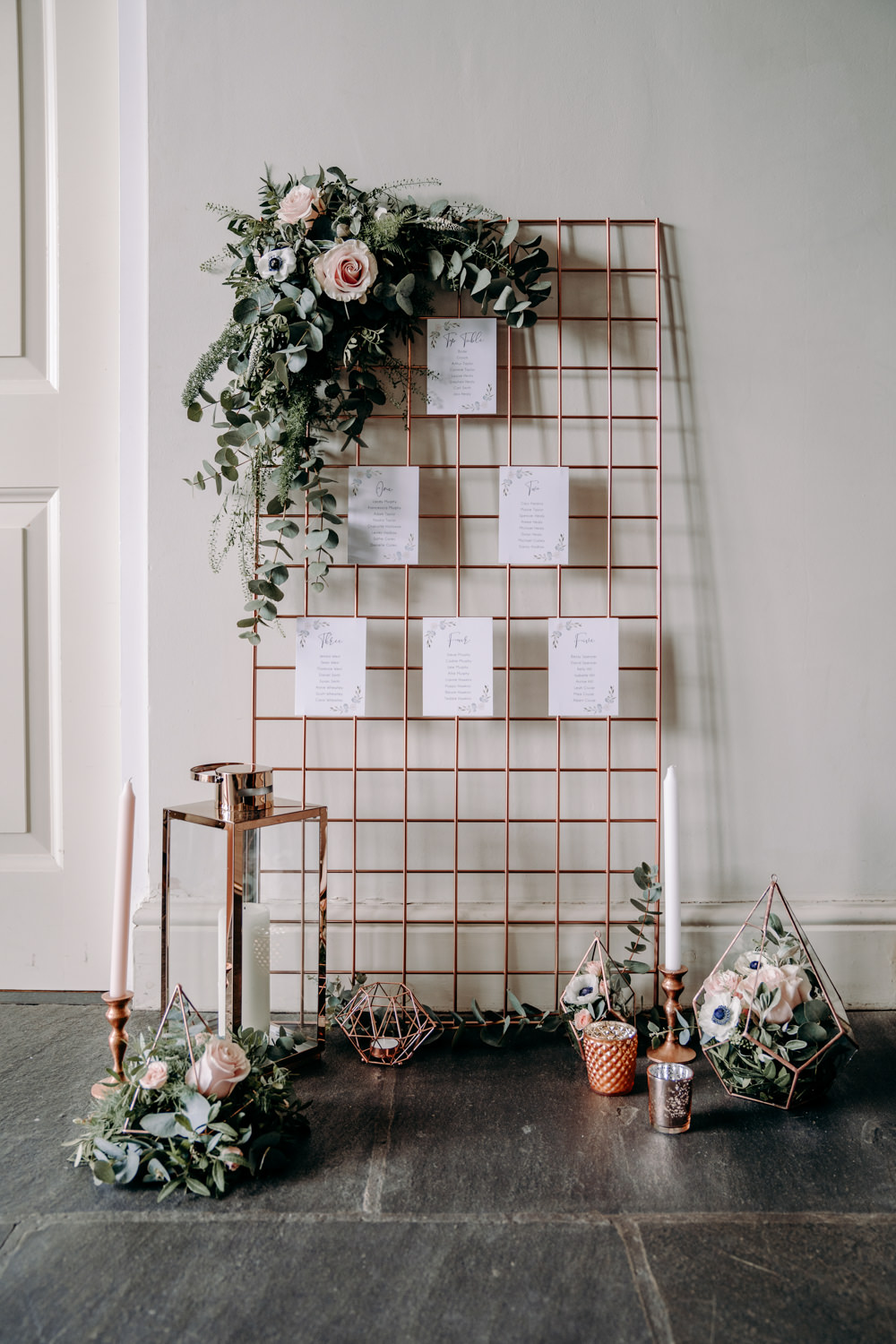 Copper Wire Mesh Seating Plan Table Chart Flowers Free Spirited Wedding Ideas EKR Pictures
