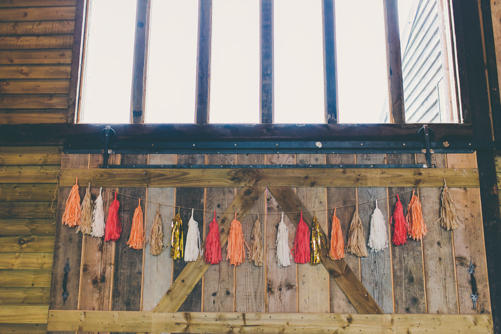 Tassel Garland Decor Decoration High Billinghurst Farm Wedding Larissa Joice Photography