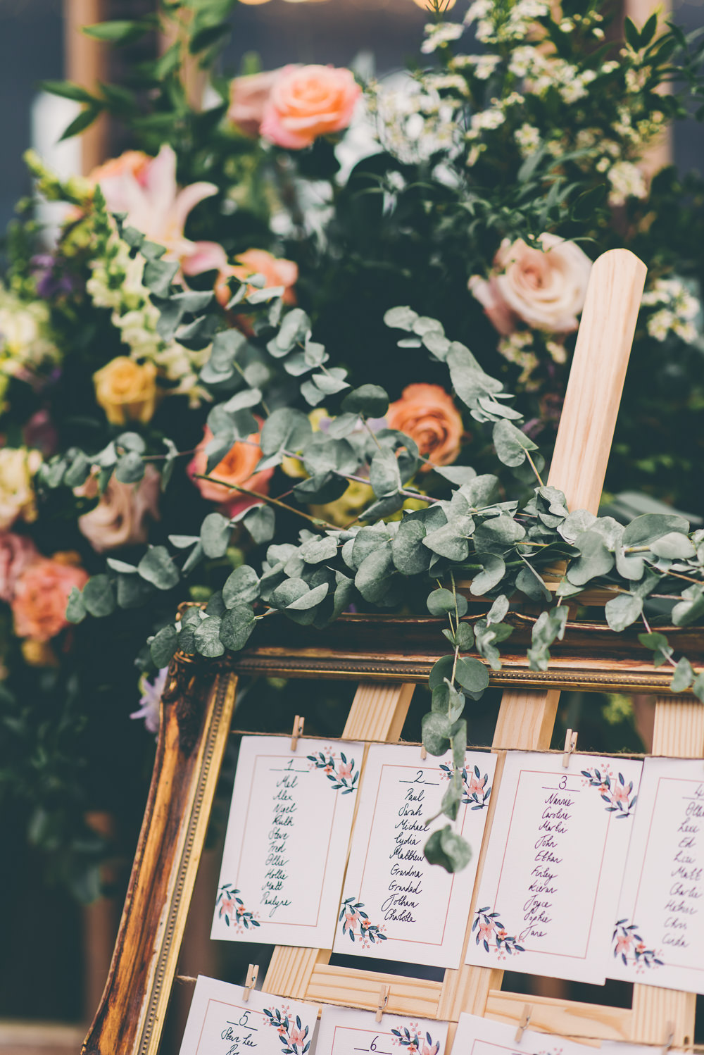 Table Plan Seating Chart Frame Pegs Twine Greenery Foliage Eucalyptus High Billinghurst Farm Wedding Larissa Joice Photography