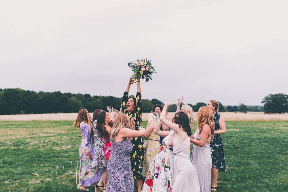 Bouquet Toss Throw High Billinghurst Farm Wedding Larissa Joice Photography