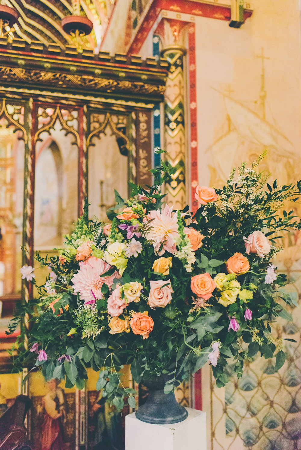 Church Flowers Ceremony Arrangement Floral High Billinghurst Farm Wedding Larissa Joice Photography