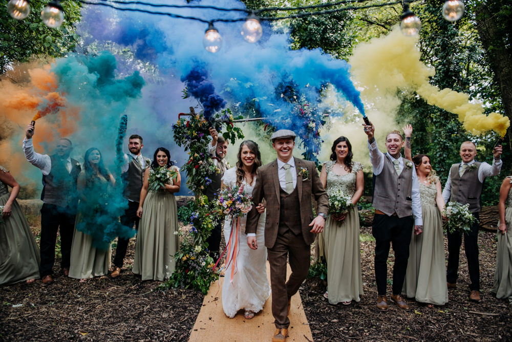 Smoke Bombs Hirst Priory Wedding Kazooieloki Photography