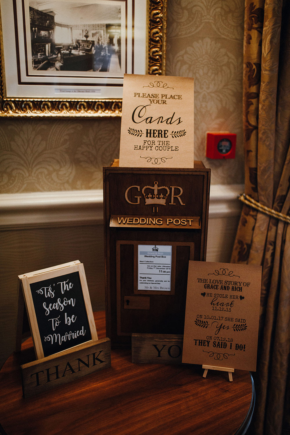 Post Box Wooden Cards Rustic Inn on the Lake Wedding Leah Lombardi Weddings