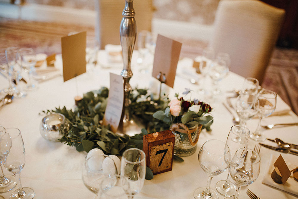 Greenery Foliage Wreath Table Centre Inn on the Lake Wedding Leah Lombardi Weddings