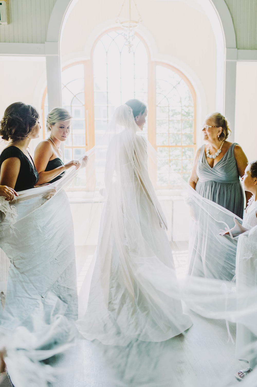 Dress Gown Bride Bridal Princess Straps Veil Train Maryland Wedding L. Hewitt Photography