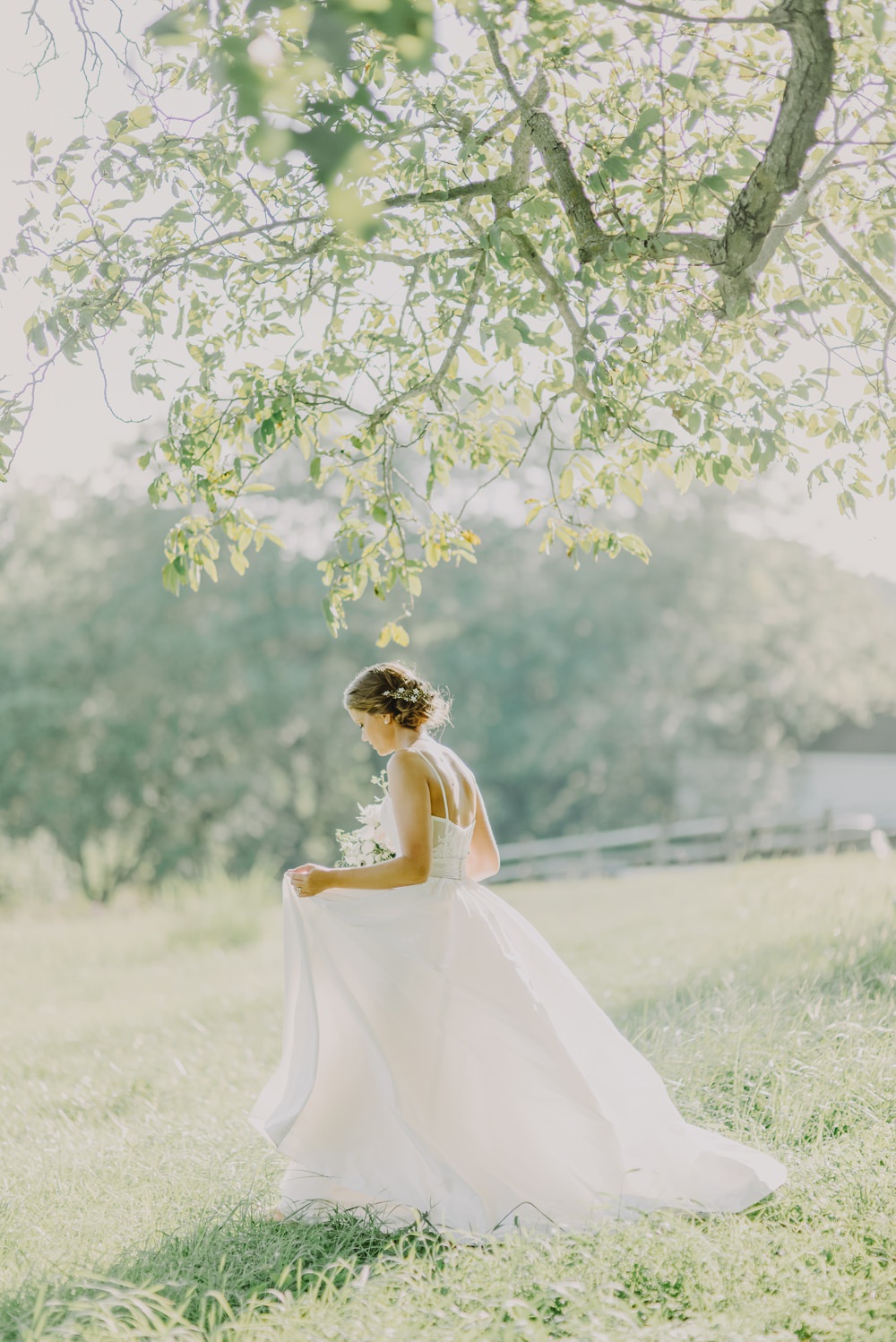 Dress Gown Bride Bridal Princess Straps Veil Train Maryland Wedding L. Hewitt Photography