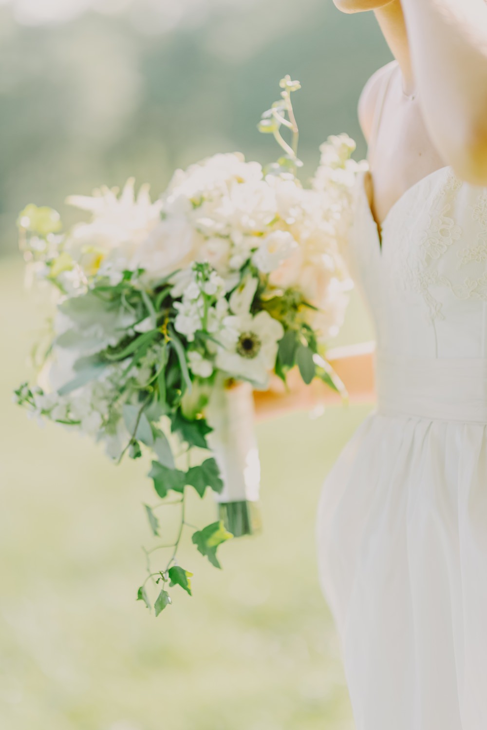 Bride Bridal Bouquet Flowers Peony Astilbe Ivy Anemone Maryland Wedding L. Hewitt Photography