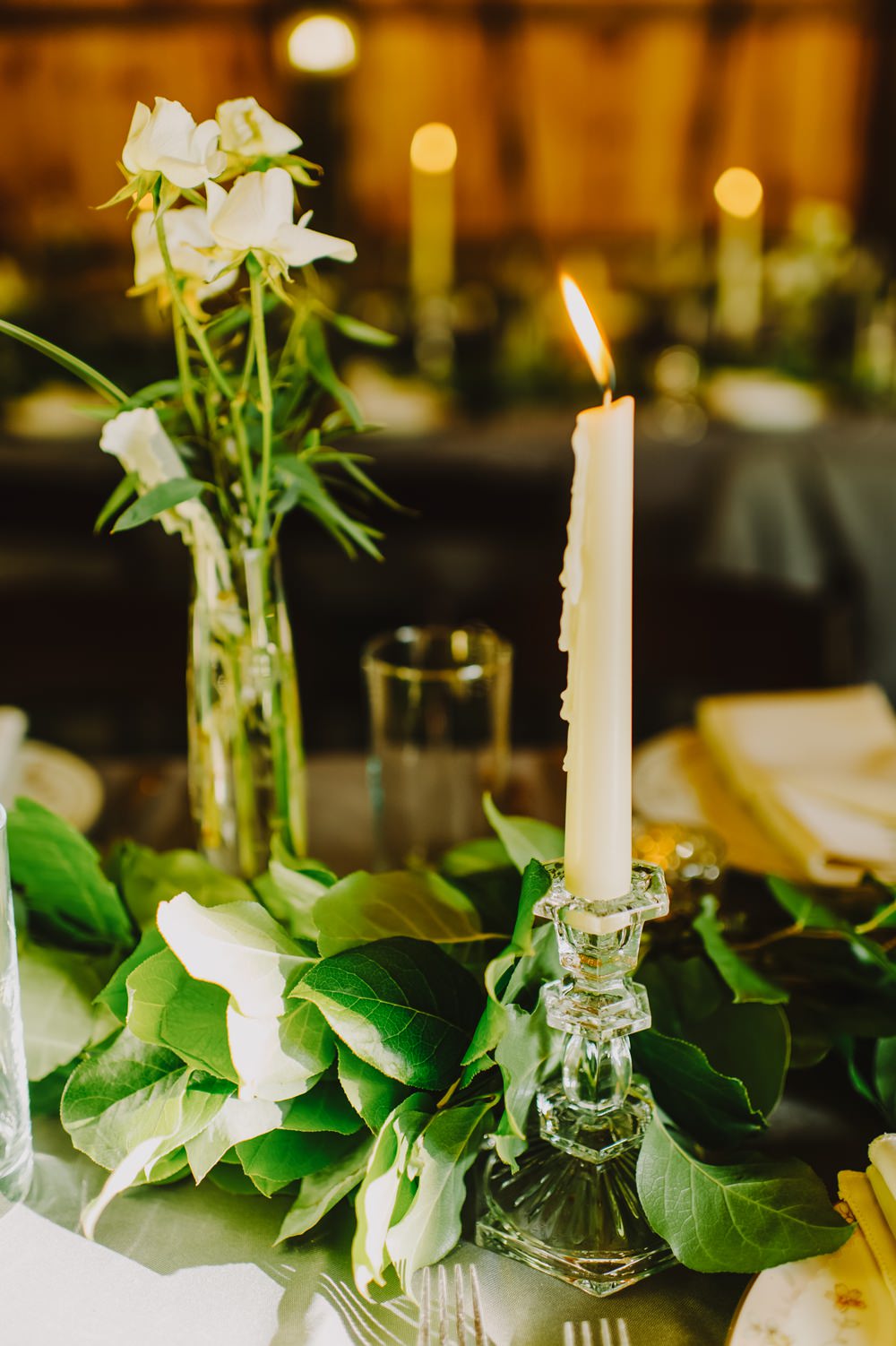 Candles Decor Greenery Foliage Maryland Wedding L. Hewitt Photography