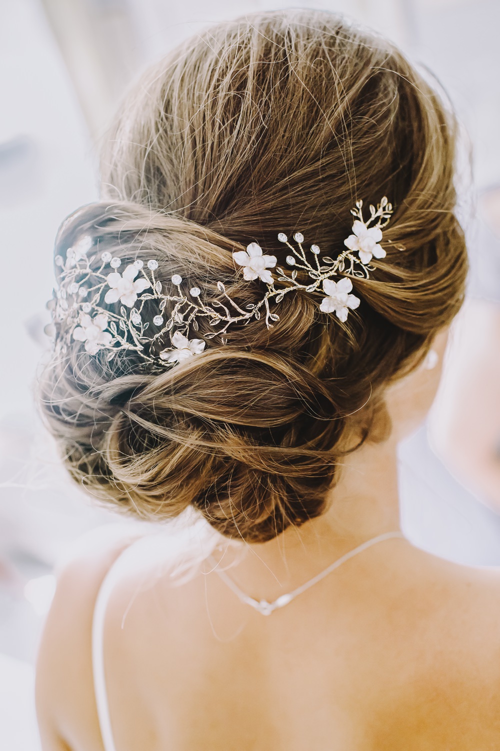 Bride Bridal Hair Style Up Do Rustic Accessory Vine Maryland Wedding L. Hewitt Photography