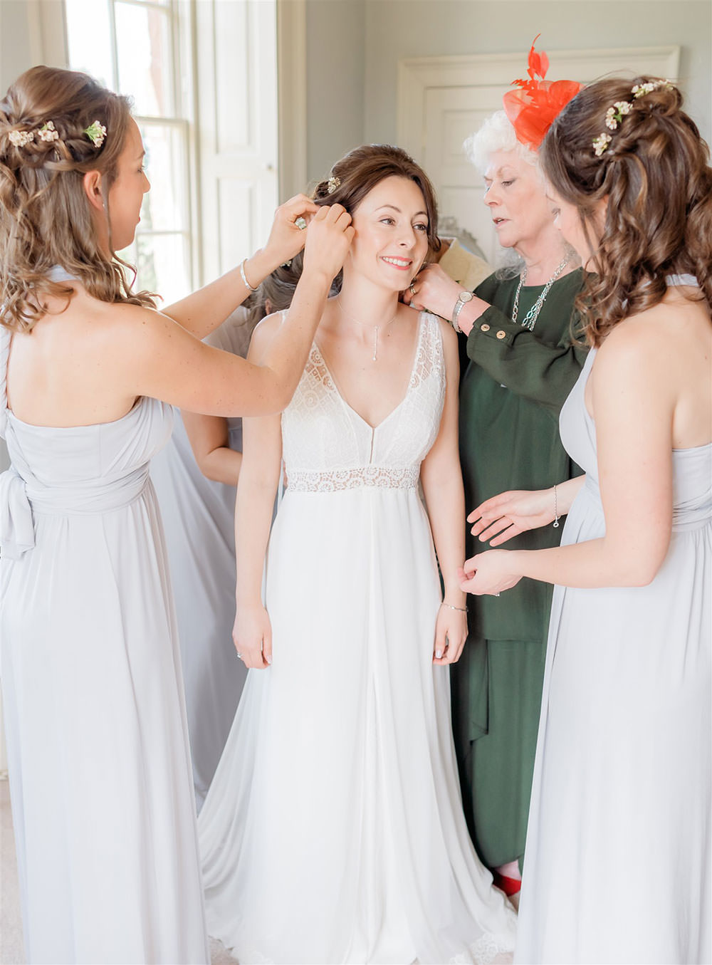 Bride Bridal Dress Gown Rembo Styling Straps Lace Tulle Train Newton Hall Wedding Carn Patrick Photography