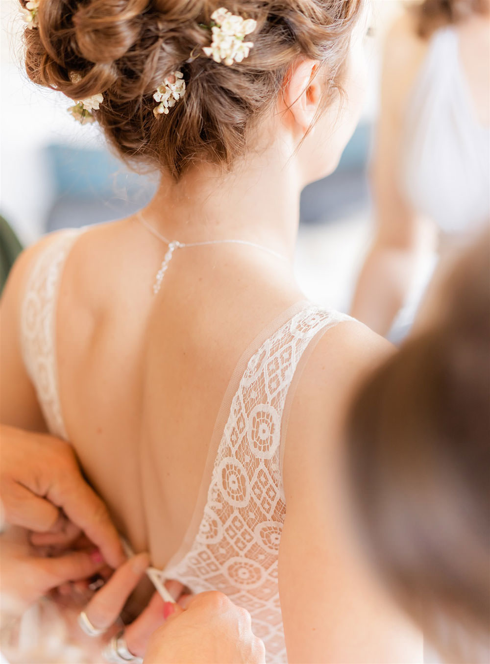 Bride Bridal Dress Gown Rembo Styling Straps Lace Tulle Train Newton Hall Wedding Carn Patrick Photography